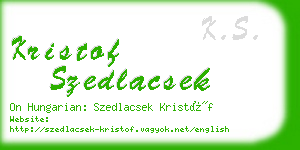 kristof szedlacsek business card